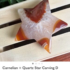 Carnelian + Quartz Star Carving D